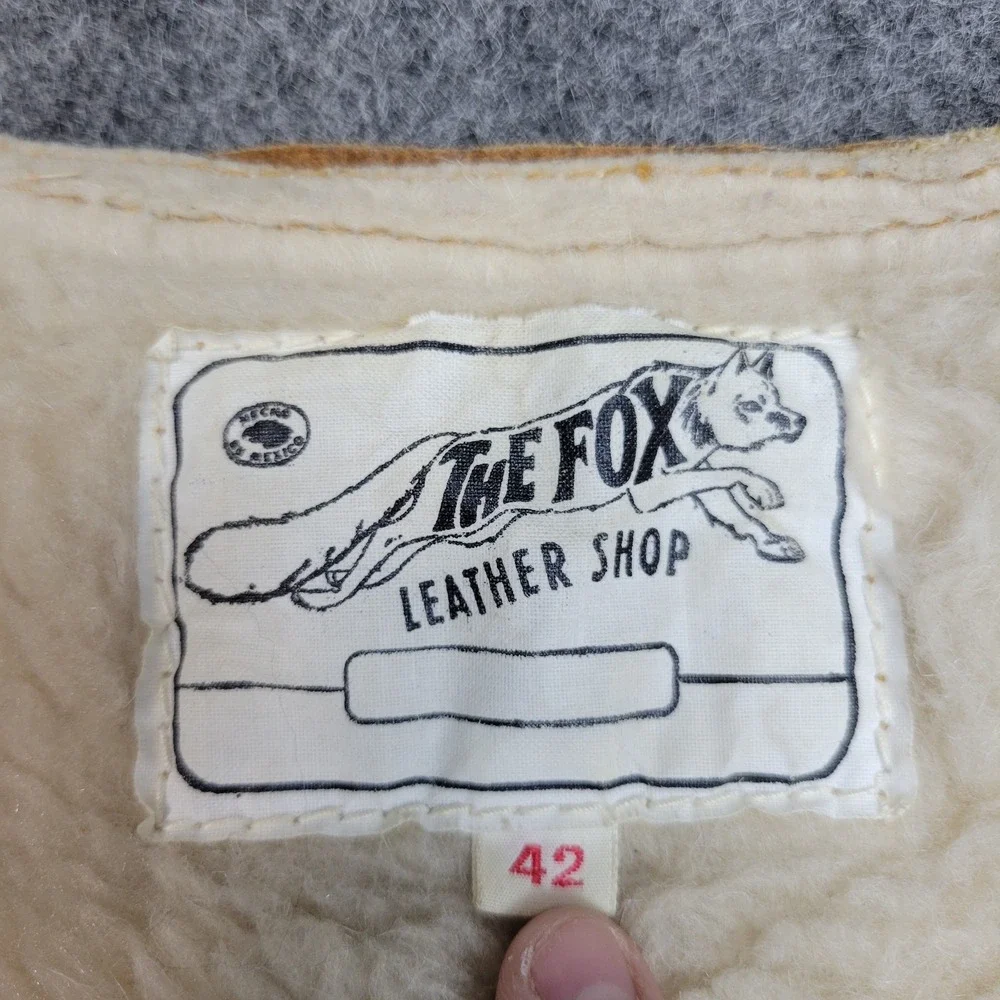 The Fox Leather Shop Vest Mens 42 Brown Sherpa Lined Hunting Prepper Country